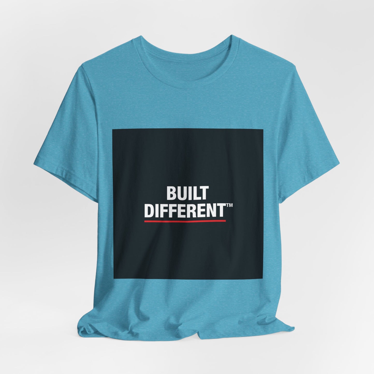Built Different T-Shirt — Bold Graphic Tee with Contrasting Black Box and Red Accent