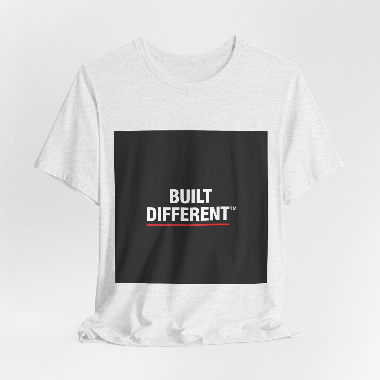 Built Different T-Shirt — Bold Graphic Tee with Contrasting Black Box and Red Accent