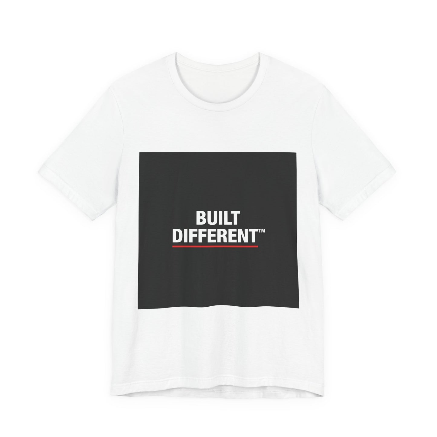 Built Different T-Shirt — Bold Graphic Tee with Contrasting Black Box and Red Accent