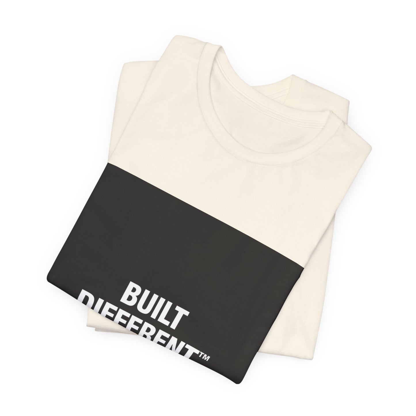 Built Different T-Shirt — Bold Graphic Tee with Contrasting Black Box and Red Accent