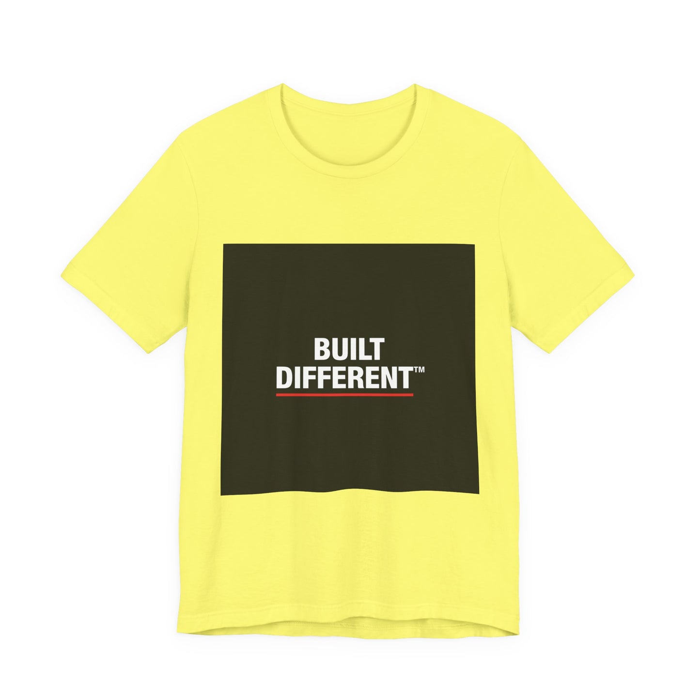 Built Different T-Shirt — Bold Graphic Tee with Contrasting Black Box and Red Accent