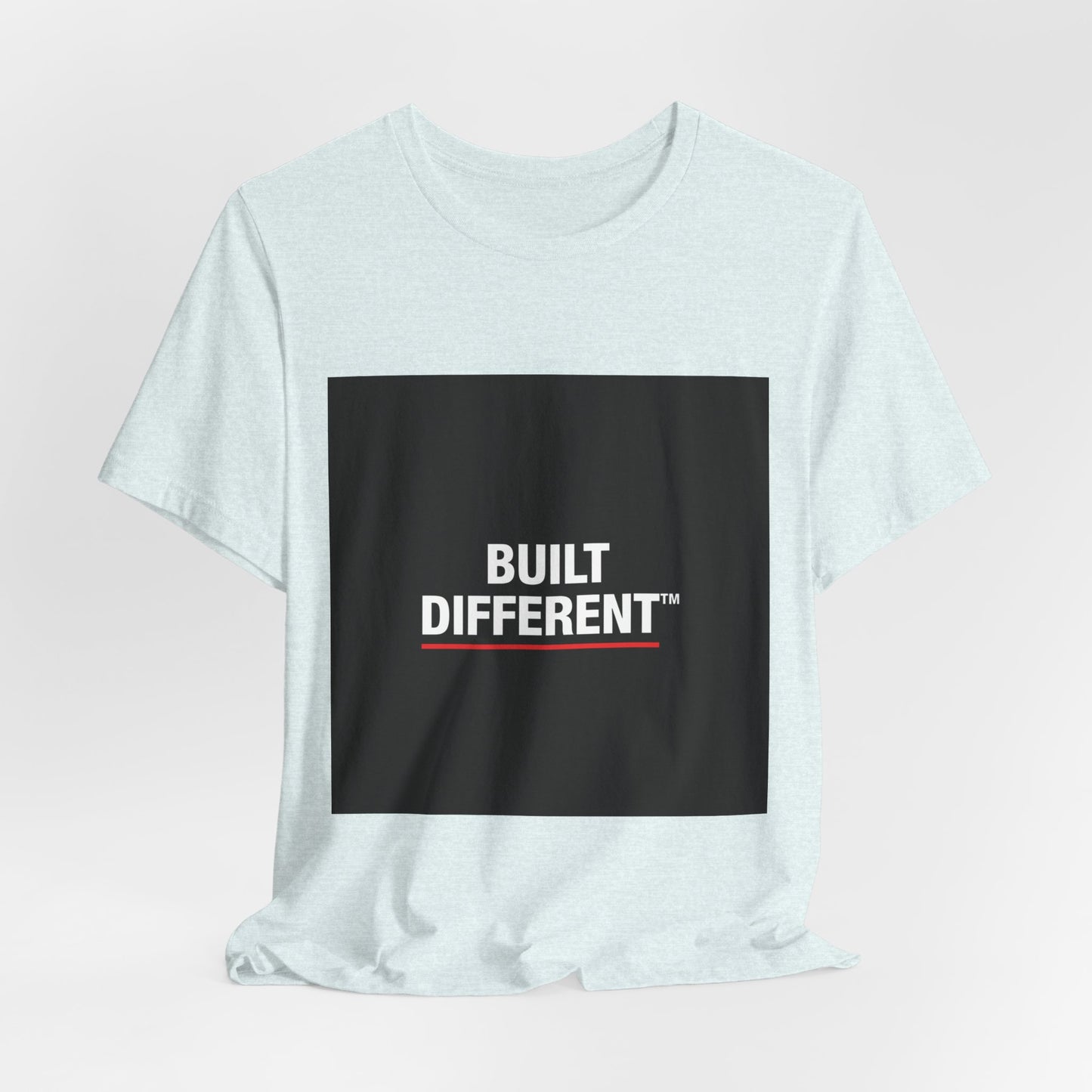 Built Different T-Shirt — Bold Graphic Tee with Contrasting Black Box and Red Accent