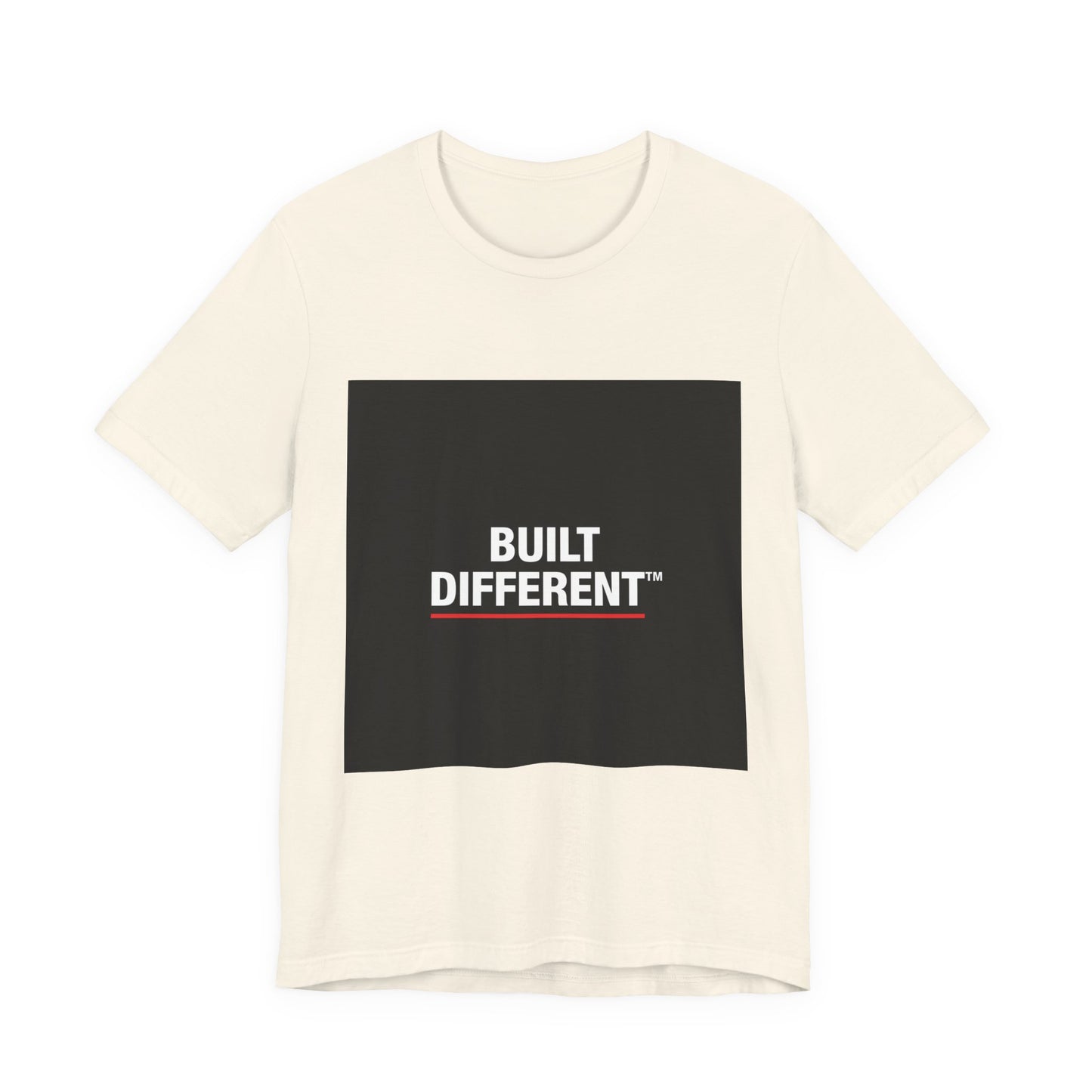 Built Different T-Shirt — Bold Graphic Tee with Contrasting Black Box and Red Accent