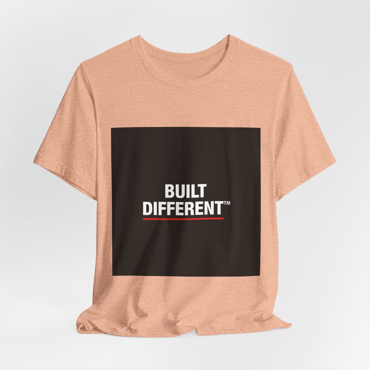 Built Different T-Shirt — Bold Graphic Tee with Contrasting Black Box and Red Accent