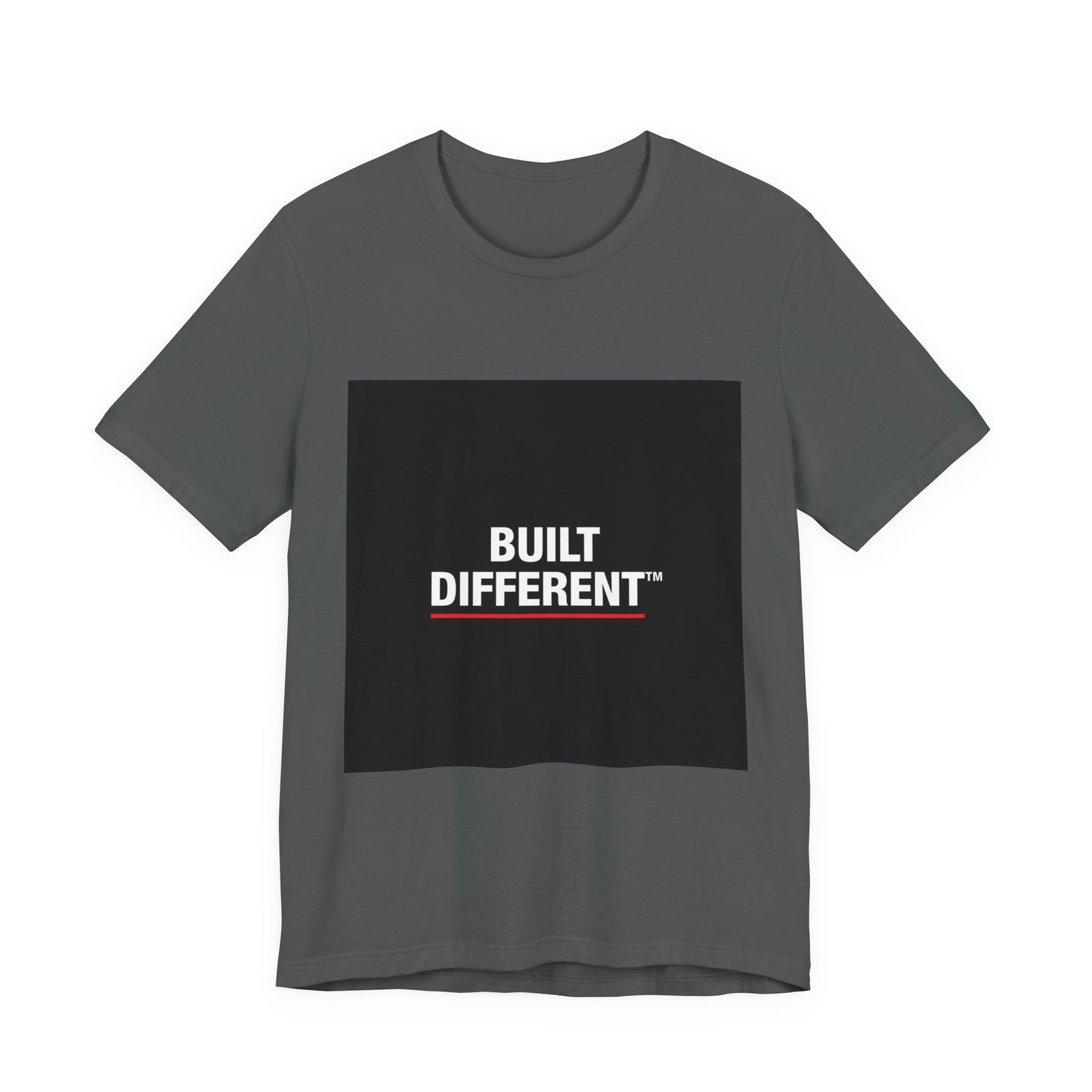 Built Different T-Shirt — Bold Graphic Tee with Contrasting Black Box and Red Accent