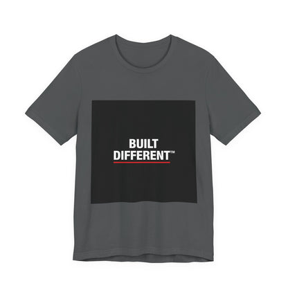 Built Different T-Shirt — Bold Graphic Tee with Contrasting Black Box and Red Accent