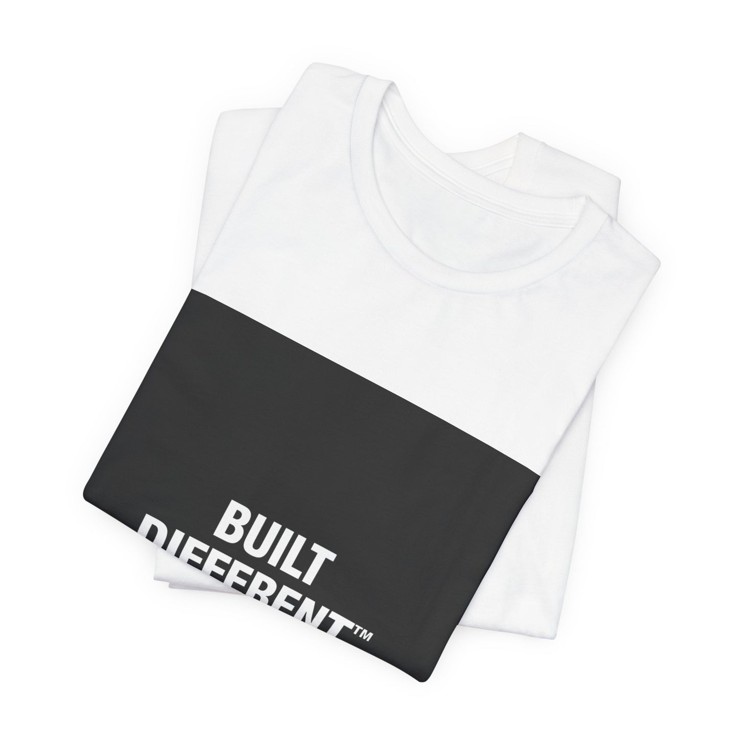 Built Different T-Shirt — Bold Graphic Tee with Contrasting Black Box and Red Accent
