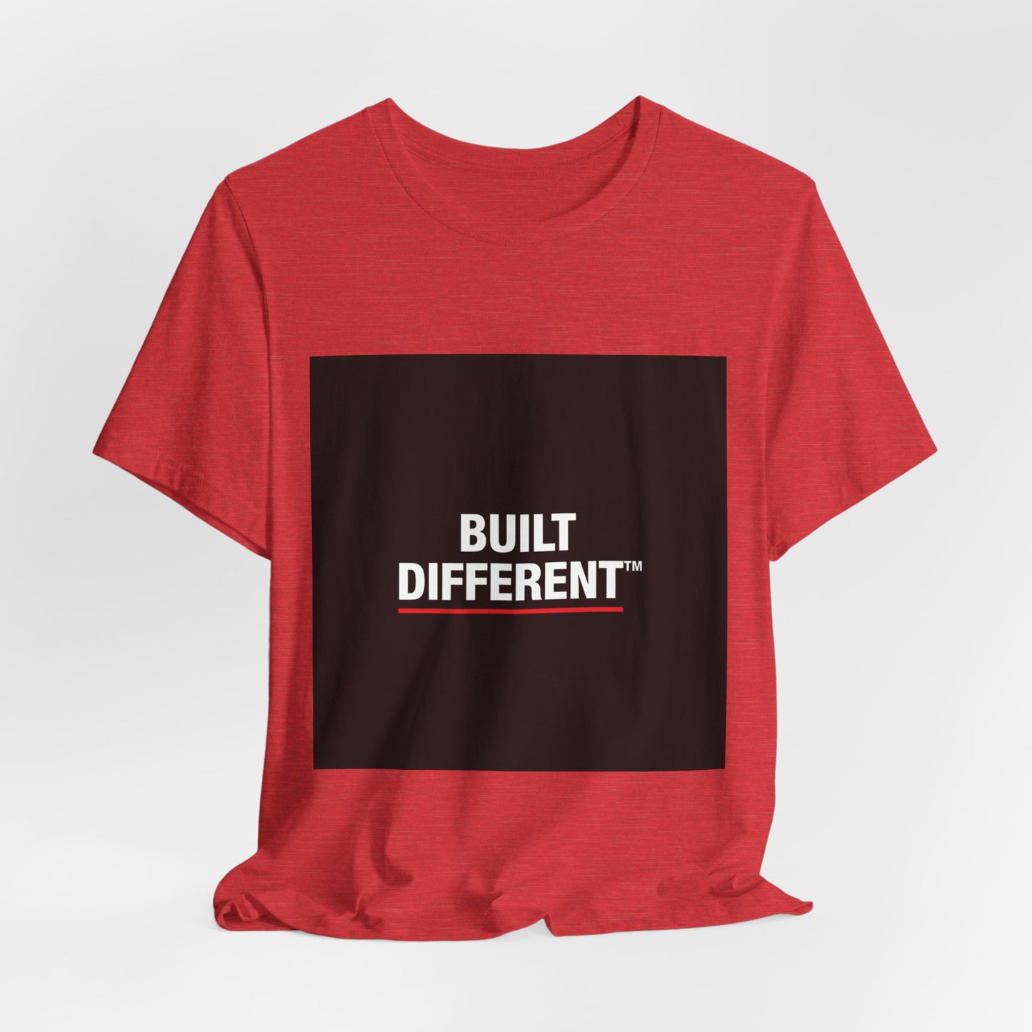 Built Different T-Shirt — Bold Graphic Tee with Contrasting Black Box and Red Accent