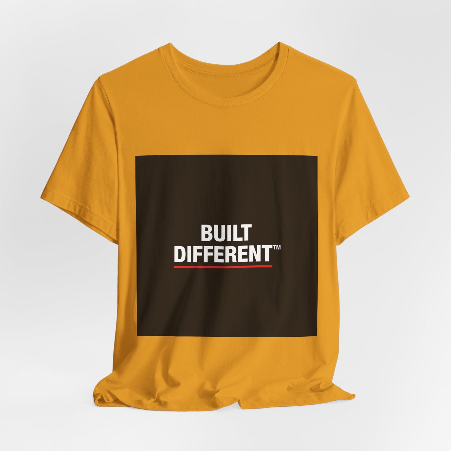 Built Different T-Shirt — Bold Graphic Tee with Contrasting Black Box and Red Accent