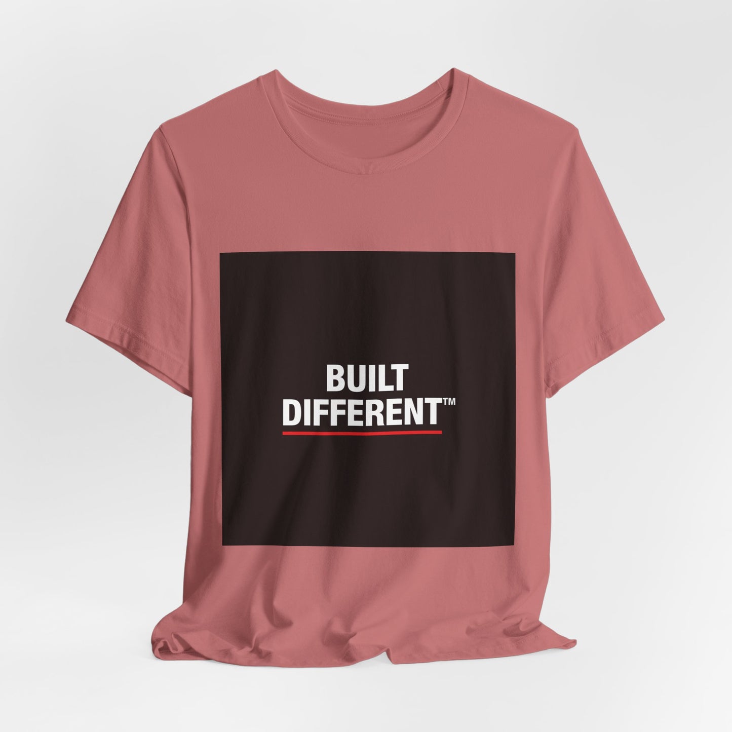 Built Different T-Shirt — Bold Graphic Tee with Contrasting Black Box and Red Accent