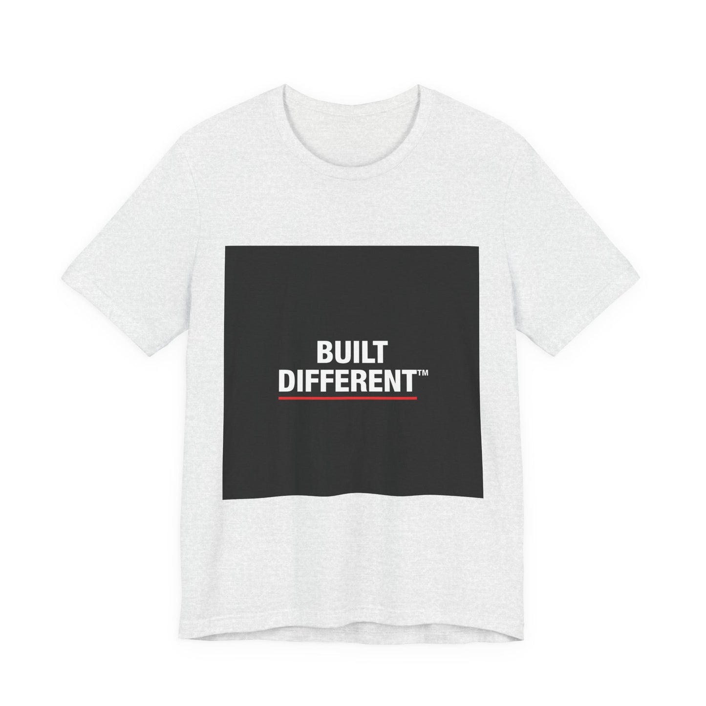 Built Different T-Shirt — Bold Graphic Tee with Contrasting Black Box and Red Accent