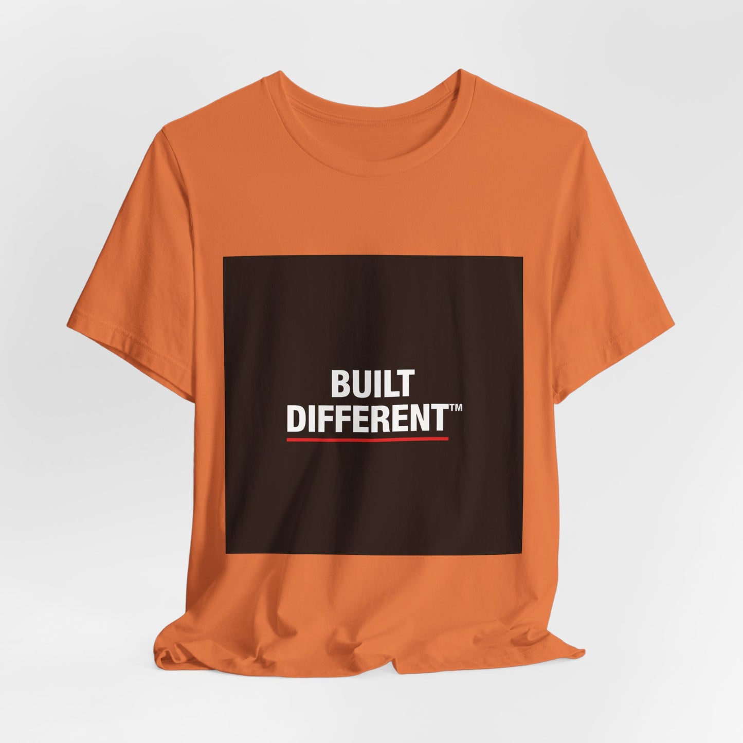 Built Different T-Shirt — Bold Graphic Tee with Contrasting Black Box and Red Accent