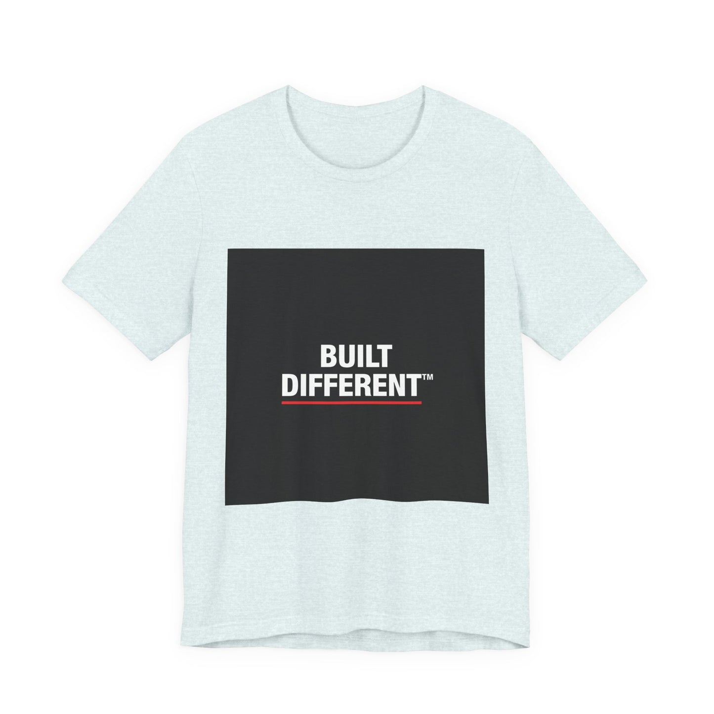 Built Different T-Shirt — Bold Graphic Tee with Contrasting Black Box and Red Accent