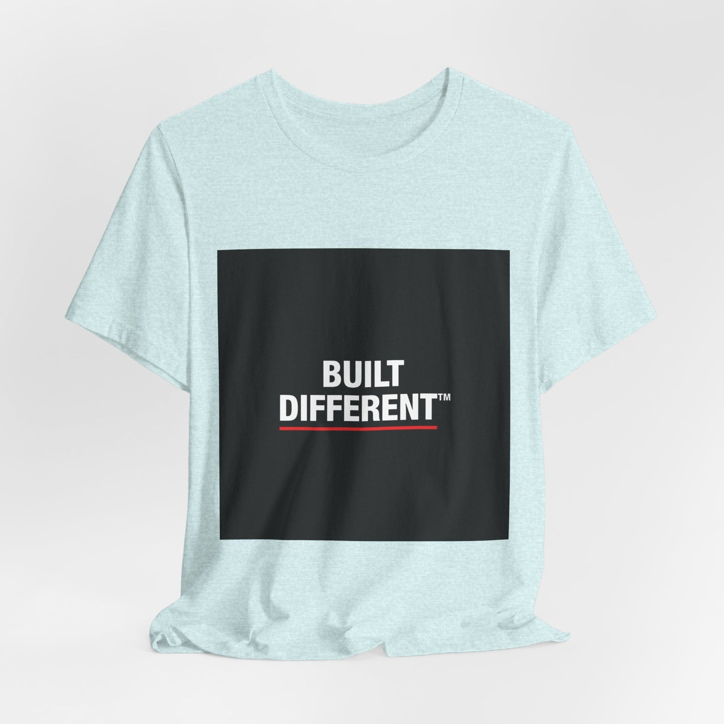 Built Different T-Shirt — Bold Graphic Tee with Contrasting Black Box and Red Accent
