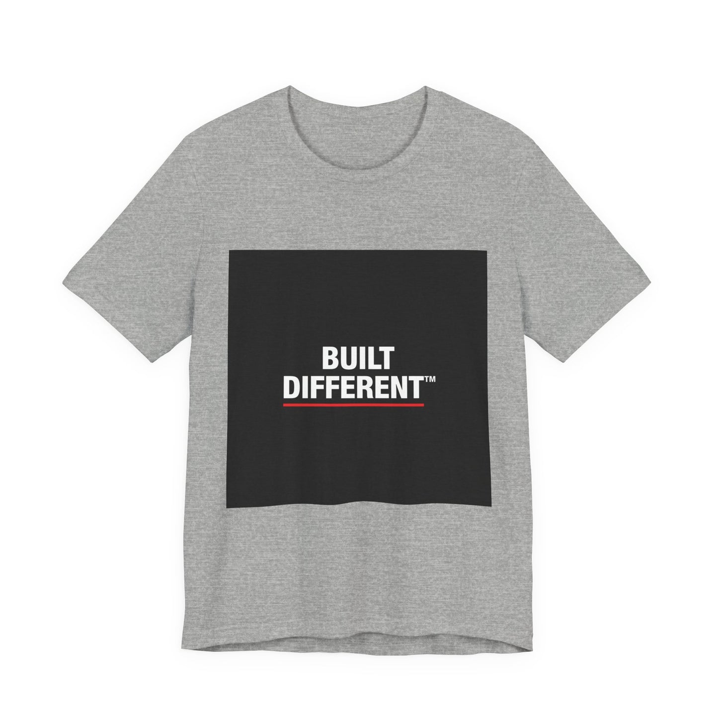 Built Different T-Shirt — Bold Graphic Tee with Contrasting Black Box and Red Accent